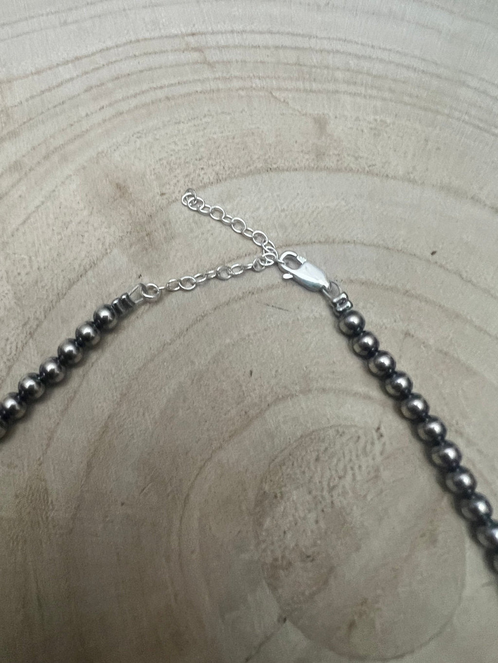 4mm & 5mm Sterling Pearl Turquoise Choker  - 15 inch