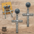 Stone Studded Cross Earrings