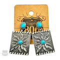 Western sunflower rectangle earring