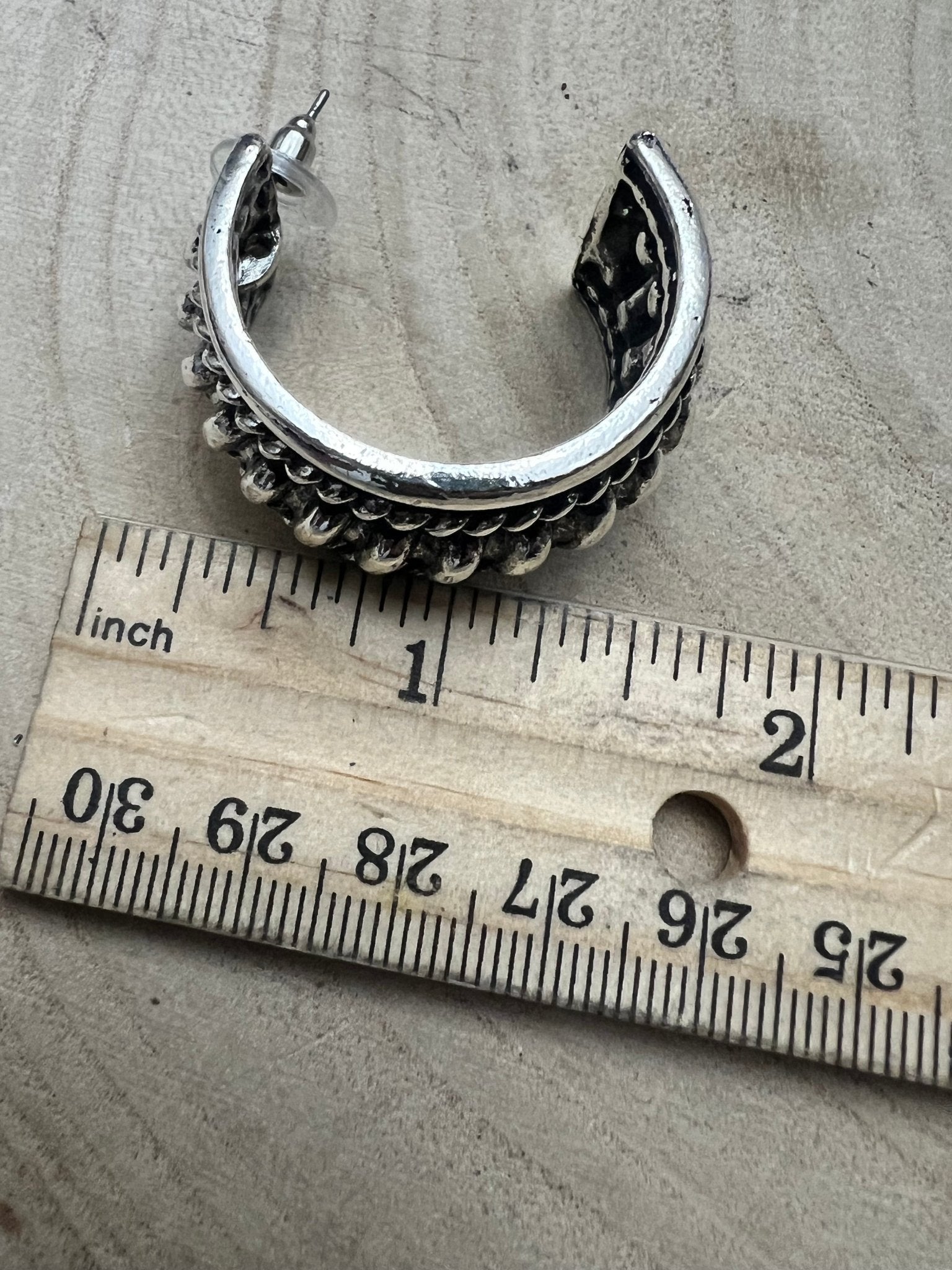 Large Western Twisted Wire Hoop Earrings — Faux Silver Western Statement