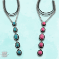 Burnished bead and stone drop Y necklace