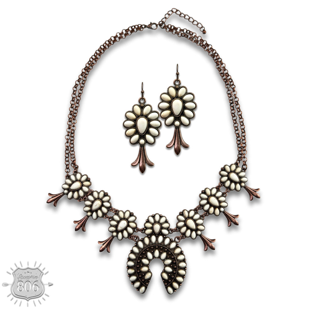 Stone squash blossom necklace set - LC