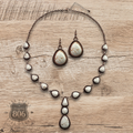 Teardrop stone Y necklace set - LC