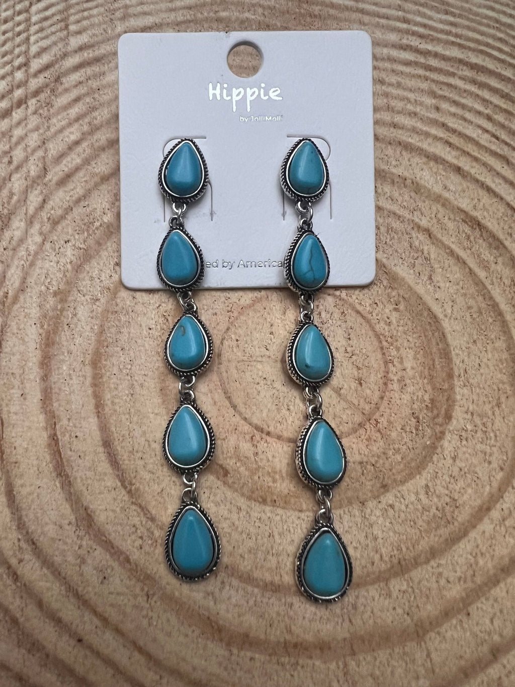 Faux Turquoise Teardrop Dangle Earrings