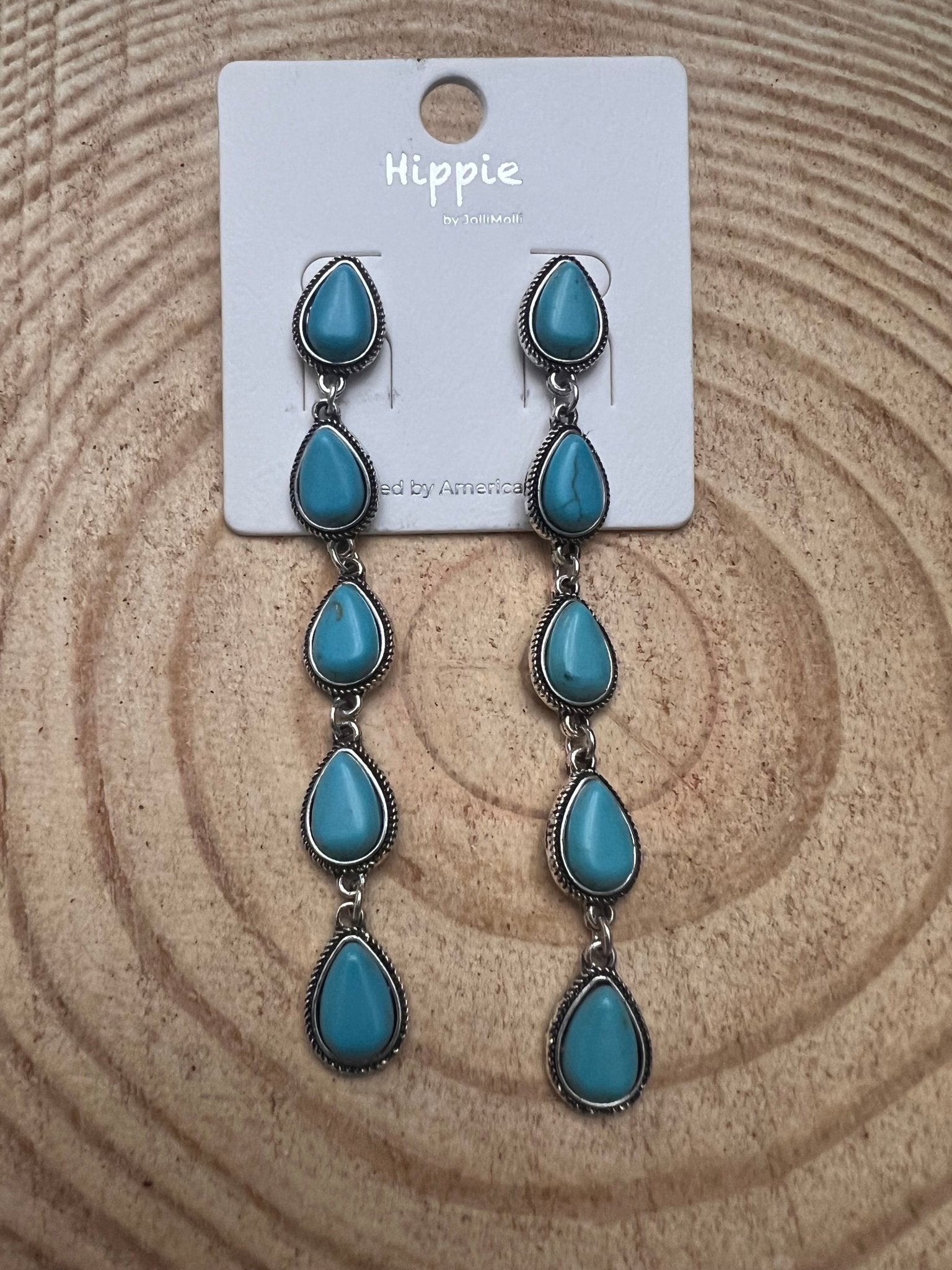 Faux Turquoise Teardrop Dangle Earrings