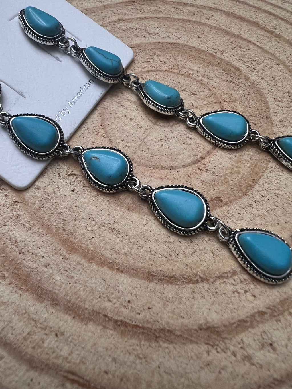 Faux Turquoise Teardrop Dangle Earrings