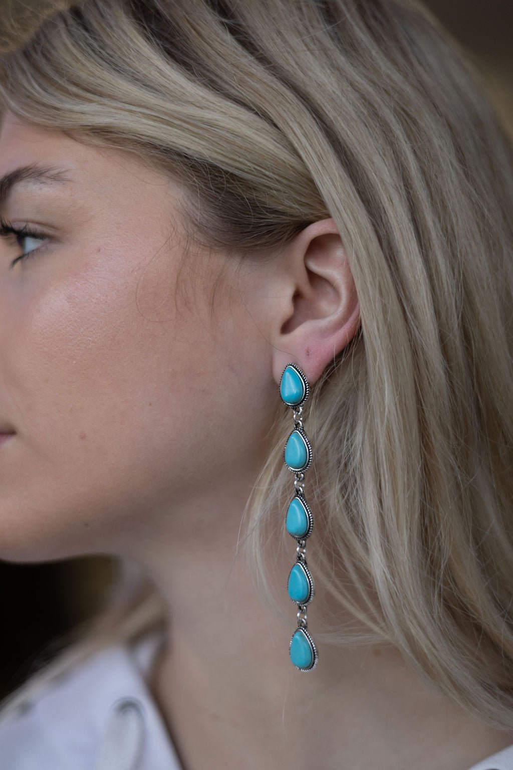 Faux Turquoise Teardrop Dangle Earrings
